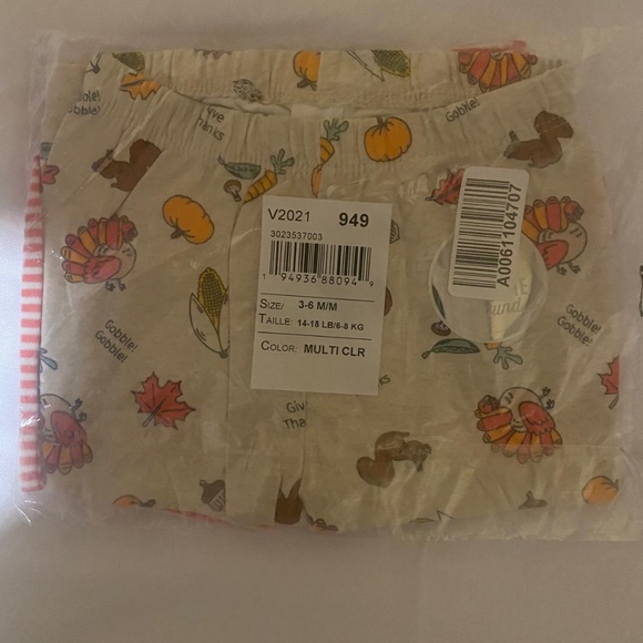Turkey Butt -pants size 3-6M Leggings 2 pack Thanksgiving - Picture 4 of 5